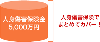 人身傷害保険がある場合（保険金額5,000万円のとき）