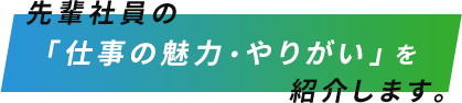 先輩社員の「仕事の魅力・やりがいを」紹介します。